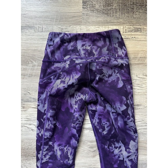 Athleta Rainier Tight Plush Supersonic Spliced Floral Violet Purple Size XS - Picture 2 of 11